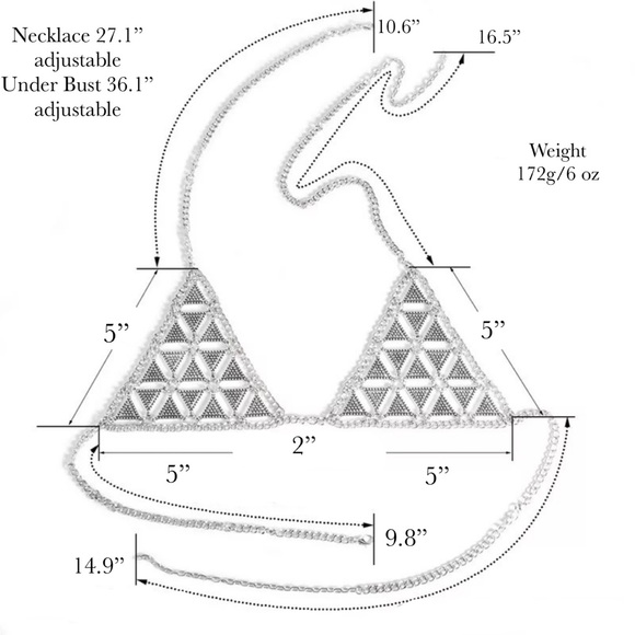 Sexy Antiqued Metal Triangular Hollowed Out Bra Harness - Picture 15 of 15